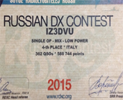 IZ3DVU DIPLOMA RUSSIAN DX CONTEST 2015
